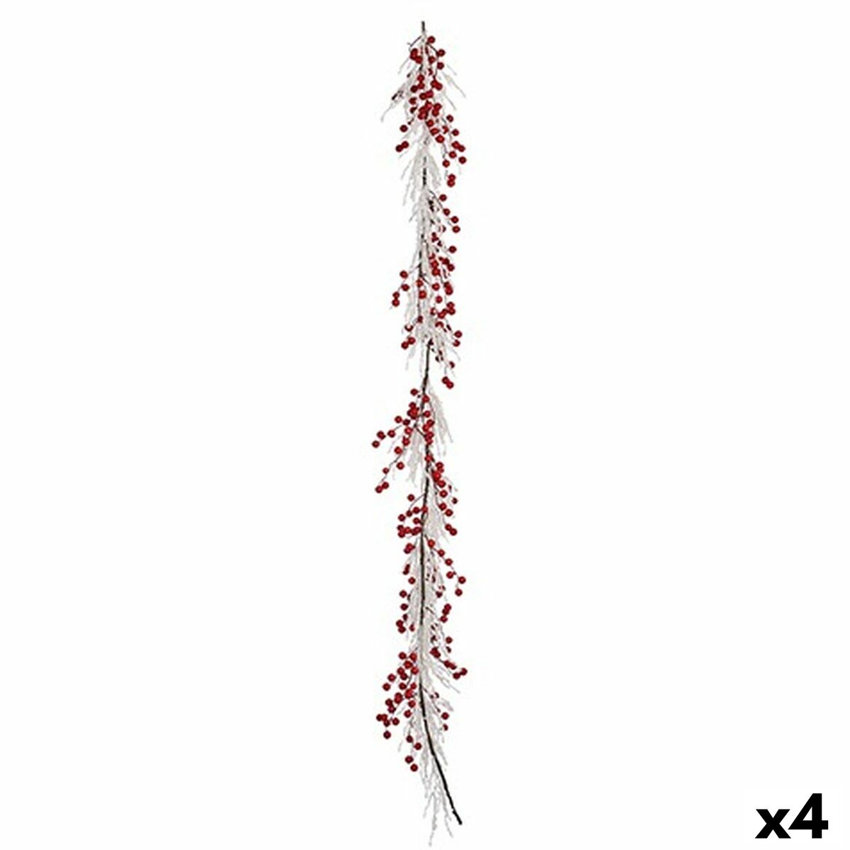 Guirnalda Navideña Rama de Plástico Blanca y Roja 180 x 14 cm (4 Unidades)