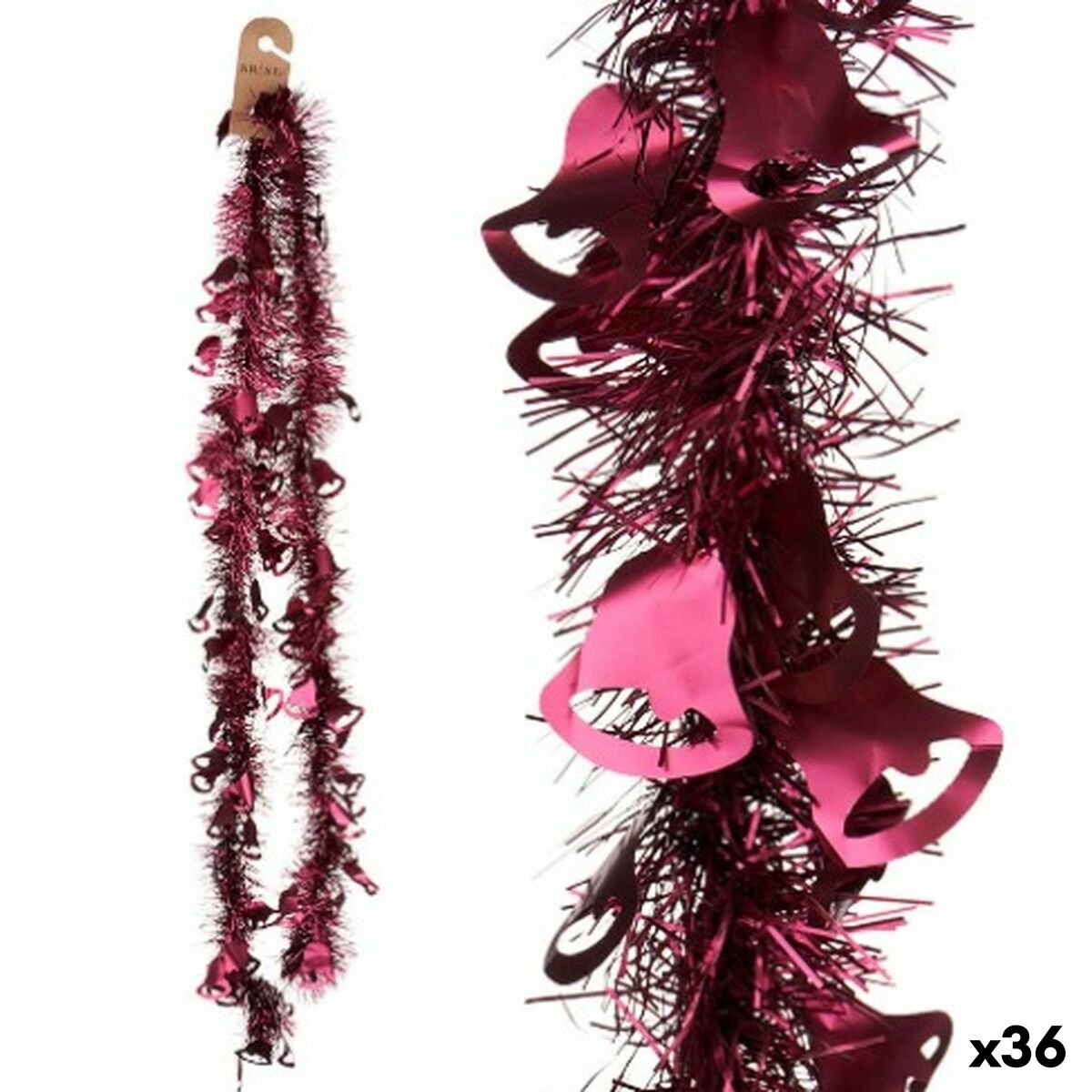 Guirnalda navideña de plástico fucsia 12x12x200 cm - 36 unidades