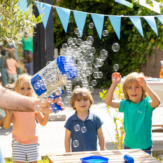 Pistola de burbujas gigante XL con luces LED para divertirse al aire libre