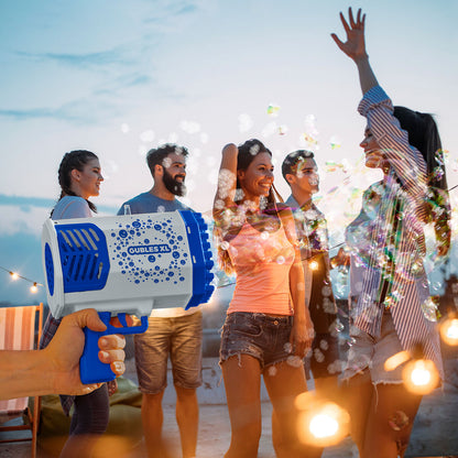 Pistola de burbujas gigante XL con luces LED para divertirse al aire libre