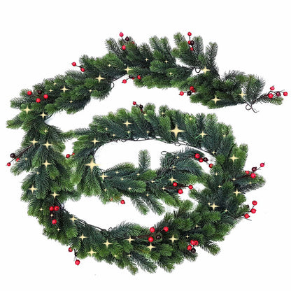Soft Green LED Light Wreath 6.1m with White Lights