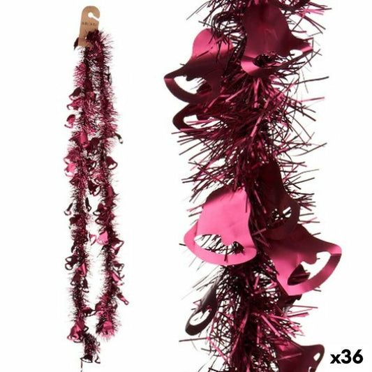 Guirnalda navideña de plástico fucsia 12x12x200 cm - 36 unidades